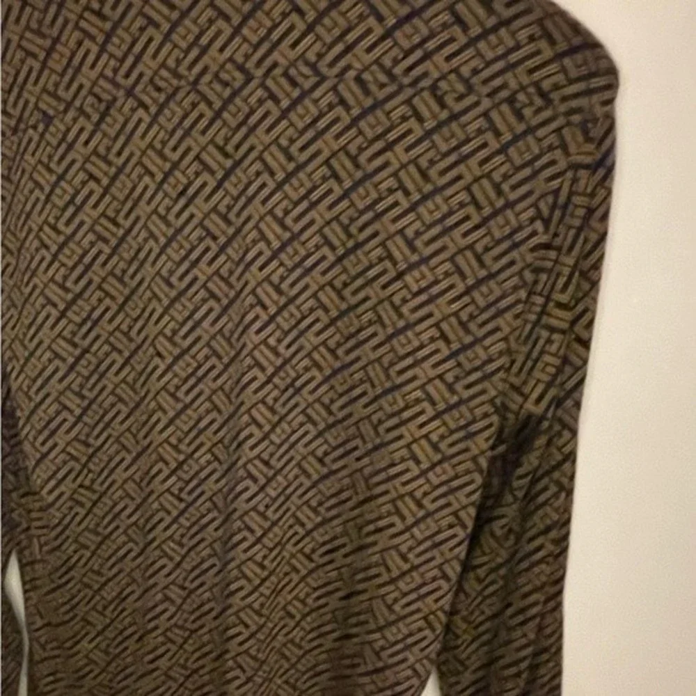 Murano Liquid Luxury Slim Fit Geometric Button Up Navy Blue Brown size M - Picture 5 of 13